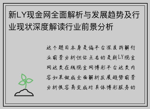 新LY现金网全面解析与发展趋势及行业现状深度解读行业前景分析 新LY现金网全面解析与发展趋势及行业现状深度解读行业前景分析